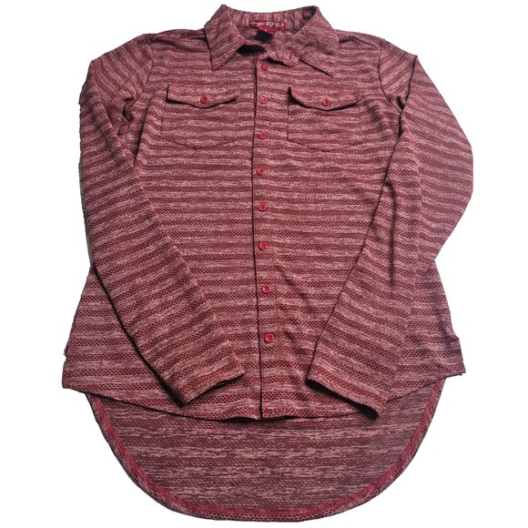 Cowgirl Tuff Tops - Cowgirl Tuff Maroon Button Up Long Sleeve Women's Medium